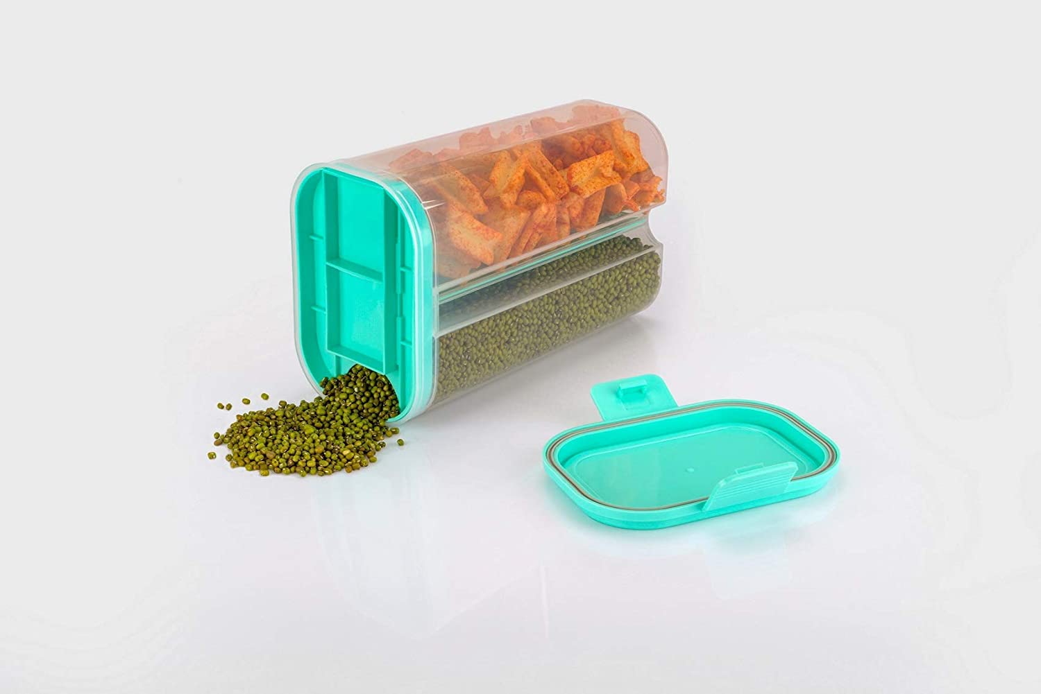 2146 Plastic 2 Sections Air Tight Transparent Food Grain Cereal Storage Container (2000ml) (With Box) - SkyShopy 2146 Plastic 2 Sections Air Tight Transparent Food Grain Cereal Storage Container (2000ml) (With Box) - SkyShopy
